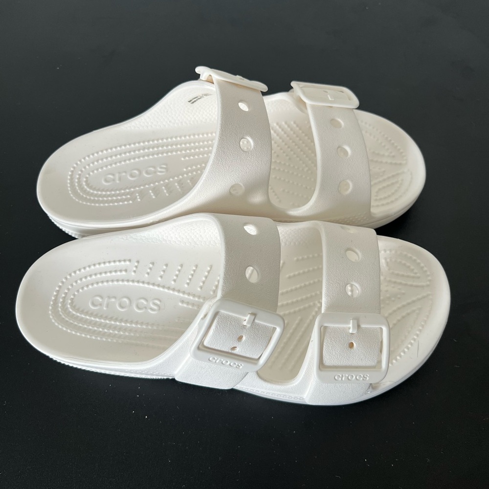 CROCS Brooklyn Adult Two-Strap Slide Sandals in White OBO